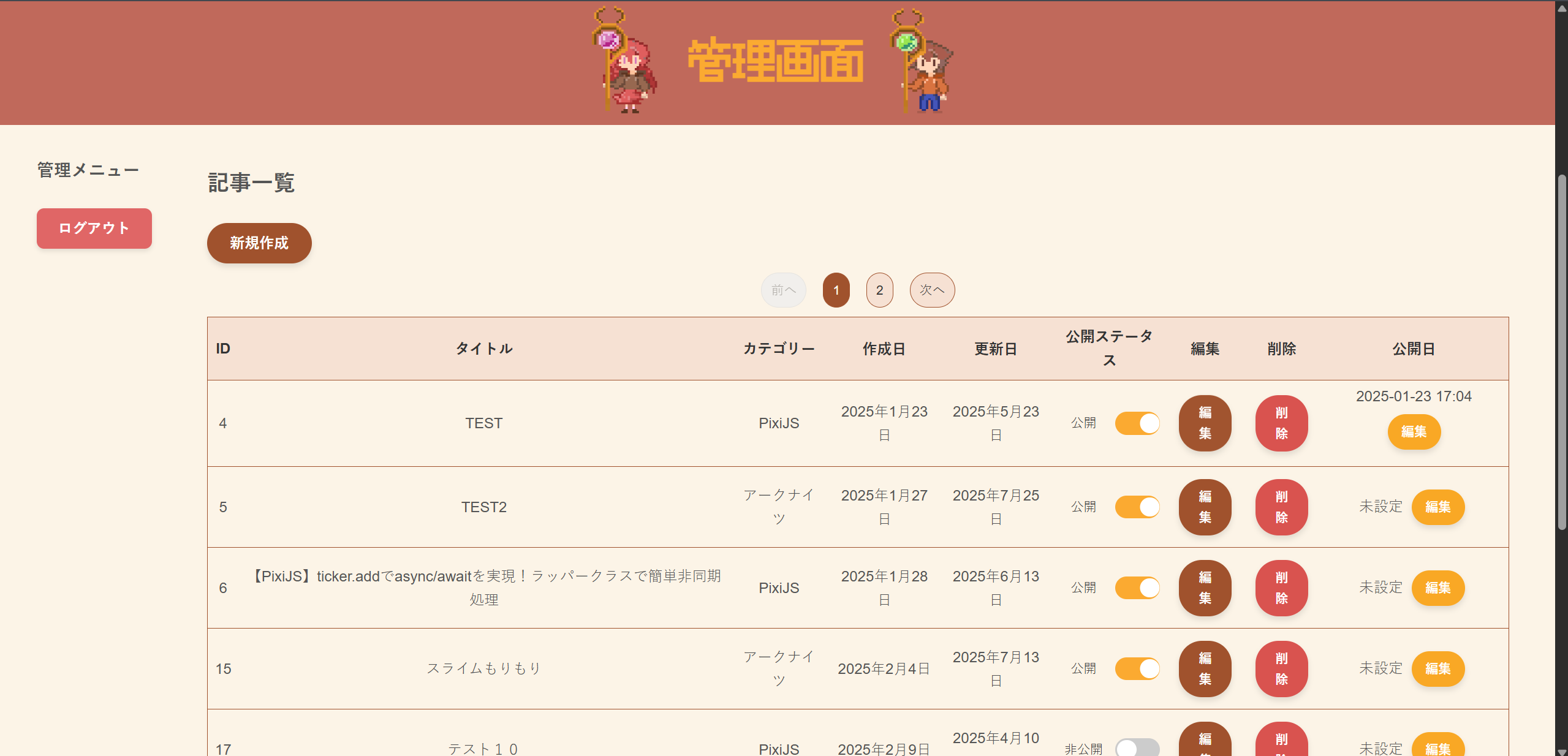 記事更新後の遷移After